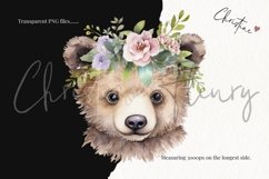 Watercolor Woodland Animals with Flower Crowns Product Image 3