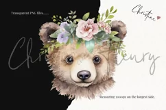 Watercolor Woodland Animals with Flower Crowns Product Image 3