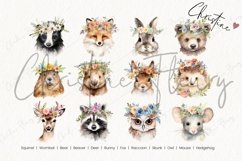 Watercolor Woodland Animals with Flower Crowns Product Image 4
