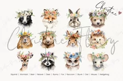 Watercolor Woodland Animals with Flower Crowns Product Image 4