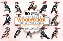 Watercolor Woodpecker Clipart Bundle Product Image 1