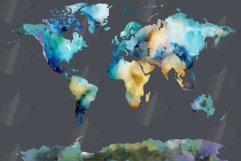 Watercolor World Map Poster Digital Art, home and gift decor Product Image 11