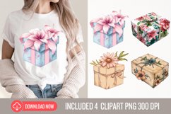 Watercolor Wrapped Gift Boxes Clipart Product Image 1