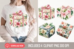 Watercolor Wrapped Gift Boxes Clipart Product Image 1