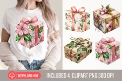 Watercolor Wrapped Gift Boxes Clipart Product Image 1