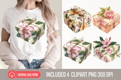 Watercolor Wrapped Gift Boxes Clipart Product Image 1