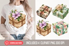 Watercolor Wrapped Gift Boxes Clipart Product Image 1