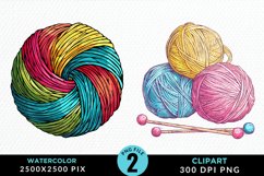 Watercolor Yarn And Wool Set Clipart Product Image 1