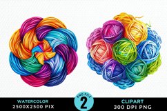 Watercolor Yarn And Wool Set Clipart Product Image 1