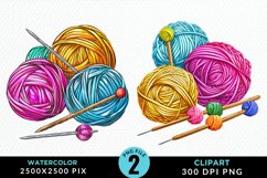 Watercolor Yarn And Wool Set Clipart Product Image 1