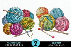 Watercolor Yarn And Wool Set Clipart Product Image 1