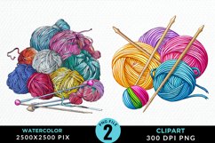 Watercolor Yarn And Wool Set Clipart Product Image 1