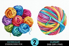 Watercolor Yarn And Wool Set Clipart Product Image 1