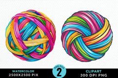 Watercolor Yarn And Wool Set Clipart Product Image 1