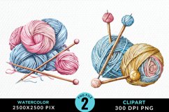 Watercolor Yarn And Wool Set Clipart Product Image 1