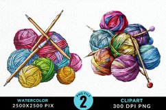 Watercolor Yarn And Wool Set Clipart Product Image 1