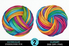 Watercolor Yarn And Wool Set Clipart Product Image 1