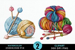 Watercolor Yarn And Wool Fun Clipart Product Image 1