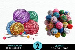 Watercolor Yarn And Wool Set Clipart Product Image 1