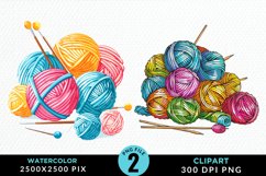 Watercolor Yarn And Wool Set Clipart Product Image 1