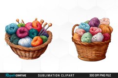 Watercolor Yarn In Basket Clipart Product Image 1