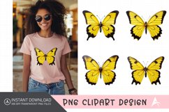 Watercolor Yellow Butterfly Floral Clipart Product Image 1