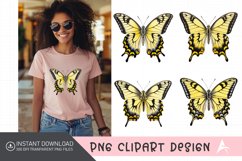 Watercolor Yellow Butterfly Floral Clipart Product Image 1
