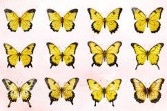 Watercolor Yellow Butterfly Floral Clipart Bundle Product Image 2