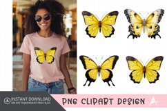 Watercolor Yellow Butterfly Floral Clipart Product Image 1