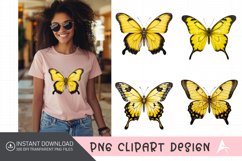 Watercolor Yellow Butterfly Floral Clipart Product Image 1