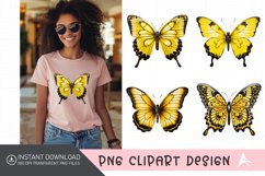 Watercolor Yellow Butterfly Floral Clipart Product Image 1