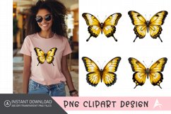 Watercolor Yellow Butterfly Floral Clipart Product Image 1