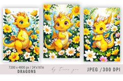 Cute yellow dragon anime illustrations for prints- 3Jpeg Product Image 1