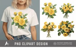 Watercolor Yellow Rose Bouquet Clipart Product Image 1