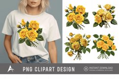 Watercolor Yellow Rose Bouquet Clipart Product Image 1