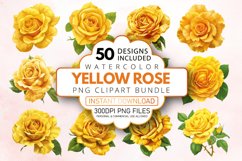Watercolor Yellow Rose Clipart Bundle Product Image 1