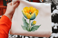 Watercolor Yellow Tulip Flower Clipart Product Image 2
