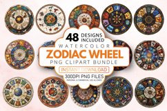 Watercolor Zodiac Wheel Clipart Bundle Product Image 1