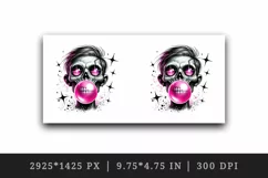 Watercolor zombie blowing bubble with neon pink gum sparkles Halloween print 20oz tumbler skinny mug wrap clipart t-shirt sublimation printable design