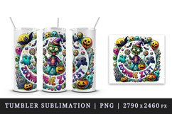 Watercolor zombie candy bucket bats tombstone Zombie Zest quote Halloween print tumbler skinny mug wrap clipart t-shirt sublimation printable design