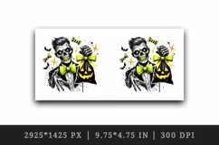 Watercolor zombie holding trick or treat bag neon yellow Halloween print 20 oz tumbler skinny mug wrap clipart t-shirt sublimation printable design