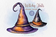 Witch Hat Clipart bundle, Watercolor Witch Hat Clip Art Product Image 1