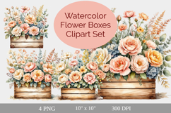 Watercolor Flower Boxes Clipart Product Image 3