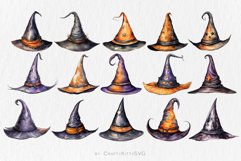 Witch Hat Clipart bundle, Watercolor Witch Hat Clip Art Product Image 2