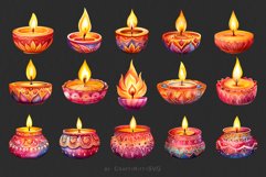 Diwali candles, Diwali clipart, Watercolor PNG sublimations Product Image 4