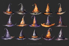 Witch Hat Clipart bundle, Watercolor Witch Hat Clip Art Product Image 5