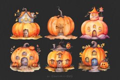 Fairy Pumpkin House Clip Art, Fantasy Fall Watercolor Houses Product Image 4