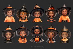 Black Girl Halloween Clip Art, Cute Watercolor Witch in Hat Product Image 5