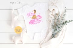 Baby giraffe in pink clouds sublimation design Product Image 3