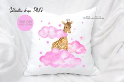 Baby giraffe in pink clouds sublimation design Product Image 4